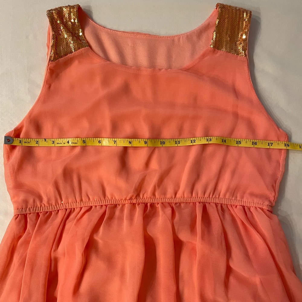 Women Orange Party Dress Sleeveless - Picture 2 of 7